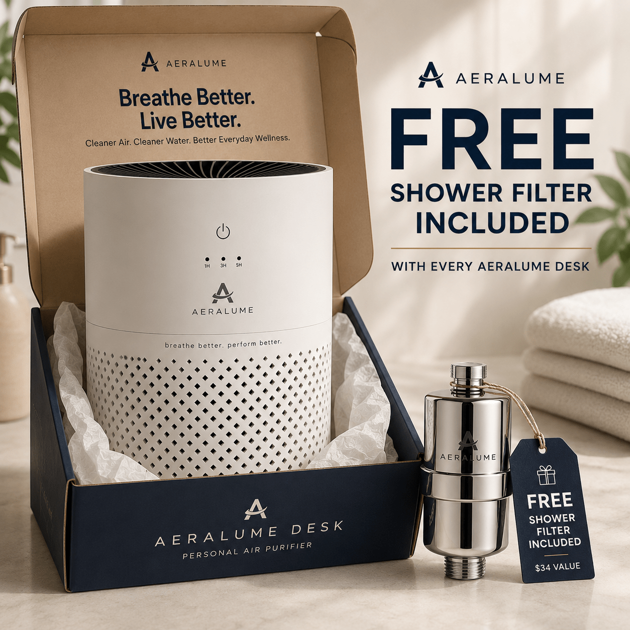 Aeralume Desk + Shower Filter Bundle - Aeralume